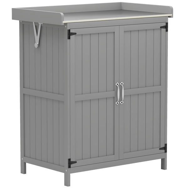 online Armadio da Esterno Capanno Porta Attrezzi 74x43x88 cm con Mensola e con 2 Ante in Legno Grigio