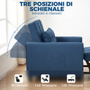 Poltrona Letto Pieghevole 69x82x85 cm con Schienale Regolabile e Cuscino in Tessuto Effetto Lino Blu      