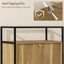 Cassettiera 60x40x94,5 cm con 4 cassetti e Ripiano aperto in MDF Acciaio e Vetro Color Legno      