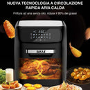 Friggitrice Aria Calda Air Fryer 12 L 1800W Display LCD 12 Programmi con Accessori Nero      