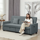 Divano Letto 3 Posti Clic Clac 196x90x89 cm con Schienale Reclinabile e 2 Cuscini Grigio   