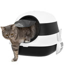 Lettiera Chiusa per Gatti 52x41x38 cm Design Pieghevole con Coperchio Bianca e Nera  