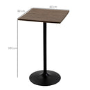 Tavolino da Bar Alto 60x60x103 cm in Metallo e Bambù Noce
