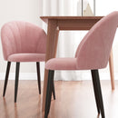 Set 2 Sedie da Pranzo Imbottite Stile Nordico 52x54x79 cm in Metallo e Velluto Rosa