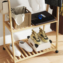Appendiabiti da Ingresso 84,5x43,5x158 cm con Ripiano per Scarpe 2 Ganci in Bambù      