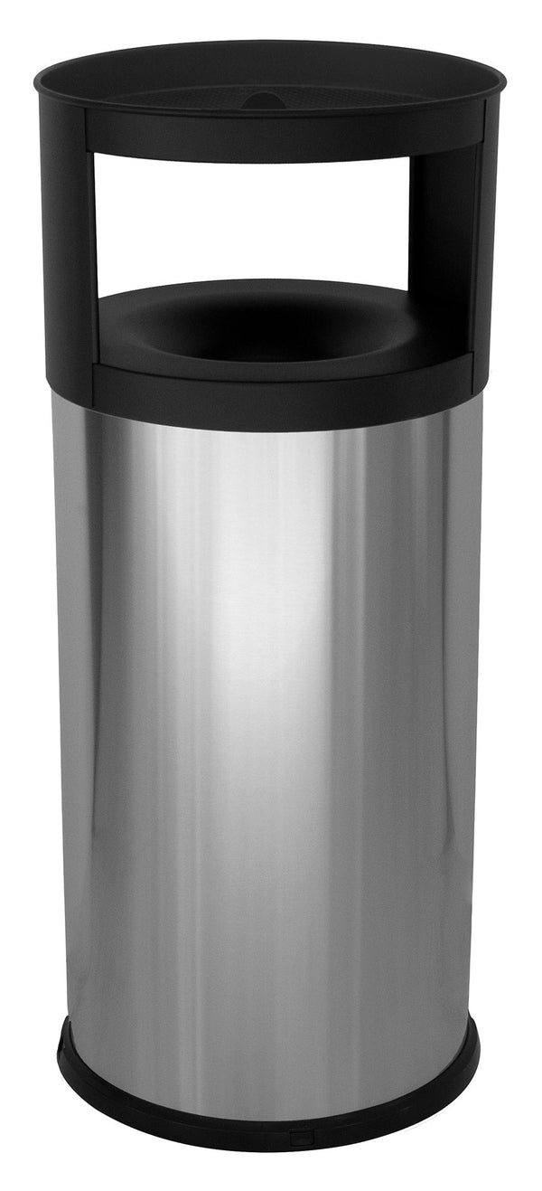 Pattumiera Gettacarte Ø38xh90 cm Autoestinguente Posacenere in Acciaio Inox Argento sconto