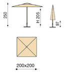 Ombrellone da Giardino 2x2 m Palo Ø38 mm in Alluminio Effetto Legno Tessuto Poliestere Trend Wood Rosso