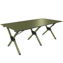 Tavolo da Campeggio Pieghevole 116 cm, Tavolo da Picnic Impermeabile con Piano Arrotolabile e Struttura in Metallo, Portatile per Giardino, Parco, BBQ, Verde      