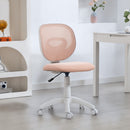 Sedia da Ufficio Ergonomica Girevole 53x59,5x81-89 cm Senza Braccioli in Tessuto a Rete Traspirante Rosa      