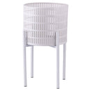 Set 2 Porta Vasi Ø20x36 cm e Ø25x43 cm con Piedistallo in Ferro Bianco      