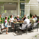 Tavolo da Pranzo da Giardino per 8 Persone in Alluminio e Plastica Legno Scuro e Nero      