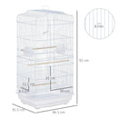 Voliera Gabbia per Uccelli 46,5x35,5x92 cm in Metallo e Plastica Bianco