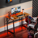 Scrivania per Camera Stile Industriale 120x60x76 cm con Angoli Arrotondati in Legno e Acciaio Nero e Marrone      