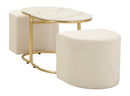 Tavolo da Caffè con 2 Puff Relax 79x45x44 cm in Pino e MDF e Spugna e Poliestere e Metallo      