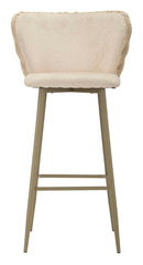 Sgabello Bar Alaska B Crema Set 2 Pz 55x58x106 cm in Compensato e Spugna e Ferro e Poliestere Crema      