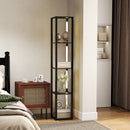 Lampada da Terra con 4 Ripiani 29x29x163 cm 3 Luminosità Regolabili e Interruttore a Pedale in MDF Nero   
