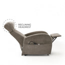 Poltrona Alzapersona Elettrica 2 Motori 74x85x160 cm in Tessuto Grigio chiaro