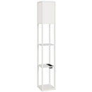 Lampada da Terra 26x26x160 cm Struttura con Ripiani Luce Regolabile Interruttore a Pedale e Porte USB in MDF Bianco      