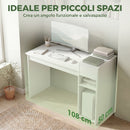 Scrivania per Studio e Scrittura 108x50x82 cm con Cassetto e Scaffali in Legno Bianco      