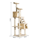 Albero Tiragraffi in Bambù con Morbido Peluche Beige 60x50x180 cm 