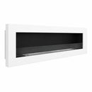 Camino a Bioetanolo da Incasso a Parete 120x15x40 cm Livorno Struttura in Acciaio Bianco 