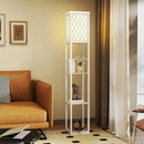 Lampada da Terra 2 in 1 Moderna 26x26x160 cm con 3 Ripiani Attacco E27 in MDF Bianco      