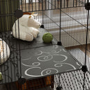 Recinto per Animali Modulabile e Multilivello 140x70x105 cm con 39 Pannelli in Acciaio e PP Nero   