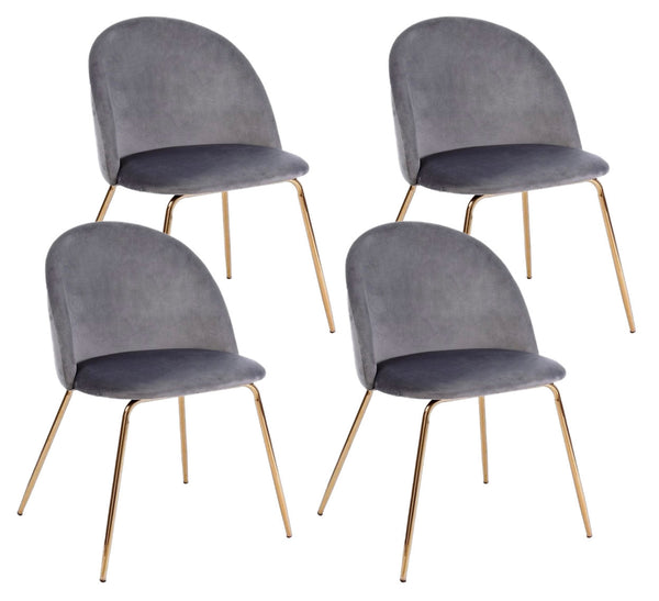 sconto Set 4 Sedie 49x55x77h cm Tanya Velluto Grigio Scuro