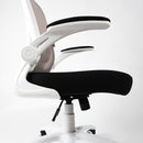 Sedia Direzionale da Ufficio 62x63x119/129 cm Ergonomica con Braccioli Pieghevoli Certificata EN1335 Bianca e Nera