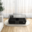 Gabbia per Conigli a 2 Porte con Vassoio Rimovibile 100x55x41 cm in Metallo e Plastica PP Nero e Argento