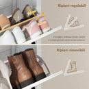 Scarpiera Country 60x26,5x96,7 cm con 2 Cassetti Ribalta in MDF Bianco      