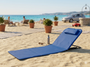Stuoia Lettino da Spiaggia Rodi 49x170x26 cm Schienale Regolabile in Tessuto Oxford Azzurro