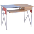 Scrivania da Ufficio in Legno e Piano in Vetro con Cassetto e Porta Tastiera Estraibile 105x55x75 cm 
