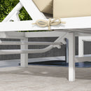 Set 2 Lettini Prendisole da Giardino e Tavolino in Vetro Beige 