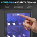 Cantinetta Vino Refrigerata 24 Bottiglie 43x46x74 cm Capienza 68L Temperatura Regolabile 4-16℃ con Vetro Anti UV Nero      