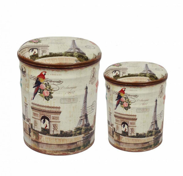 Set 2 Pouf Contenitore Tondo in MDF Parigi prezzo