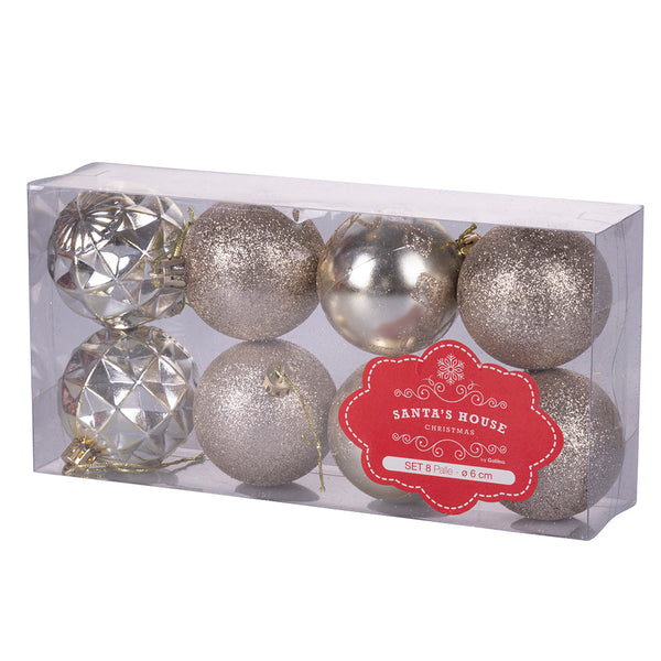 Set 8 Palle di Natale Ø6 cm in Plastica Oro online
