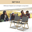 Set 2 Sedie per Esterni 54x59x78 cm Seduta in Tessuto Oxford e Acciaio  Grigio  