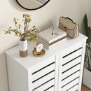 Mobile Scarpiera a 5 Livelli per 15 Paia di Scarpe 76x33Px98 cm in Legno a Doghe Bianco