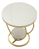 Tavolinetto Heart Oro Ø40x45,5 cm in Ferro e Marmo Oro e Bianco      