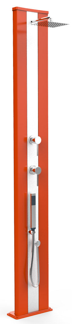 prezzo Doccia Solare da Esterno Giardino 40L Miscelatore e Doccetta Mobile Arkema Dada S Fascia Inox Arancione
