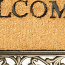 Tappeto 45x75 cm Zerbino Rettangolare Welcome In Fibra Di Cocco Beige e Marrone      
