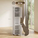 Mobile Multimediale Slim 27x30x132 cm a 5 Ripiani con Ripiani Regolabili Bianco      