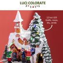 Villaggio Natalizio 20x19,5x20 cm con Trenino Girevole e Musicisti in Resina