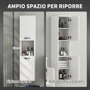 Pensile da Bagno 2 Armadietti e Vano a Giorno 30x30x131,5 cm in Legno Bianco  