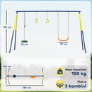 Altalena da Giardino 285x160x181 cm per Bambini 3 in 1 in Acciaio e PE Multicolore      