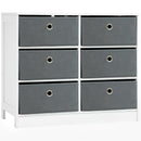 Cassettiera 72x35x62 cm 6 Cassetti in Tessuto Non Tessuto e MDF Bianco e Grigio