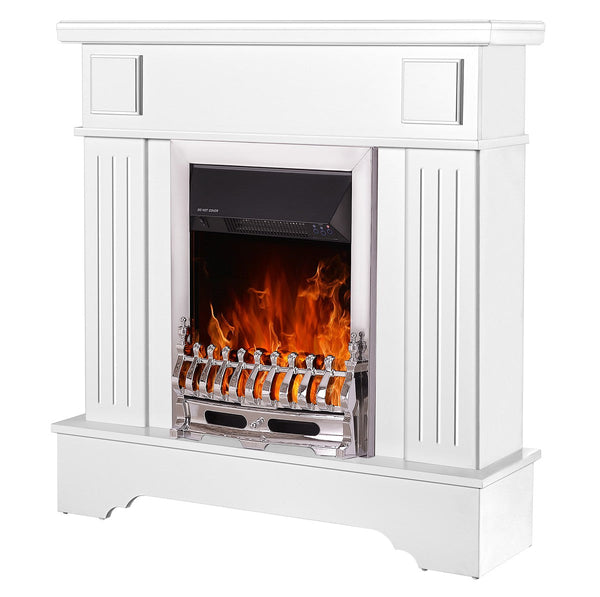 Camino Elettrico da Pavimento 109,2x103,4x30 cm Effetto Fiamma 2000W Marina Extra & Galileo Silver Bianco sconto