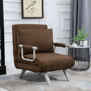 Poltrona Letto Singolo 65x69x80 cm Schienale Reclinabile su 5 Posizioni Marrone   