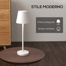 Lampada da Tavolo Portatile Ø11,2x36,5 cm in Acrilico e Metallo Bianco